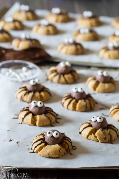 Cute Chocolate Peanut Butter Spider Cookies