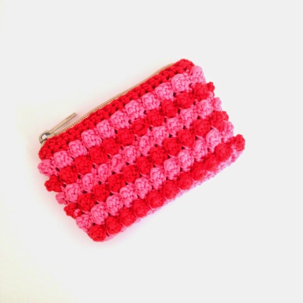 Pink Bobble Stitch Wallet