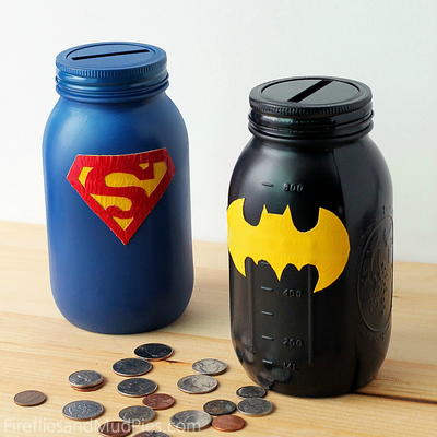 Superhero Banks from Mason Jars