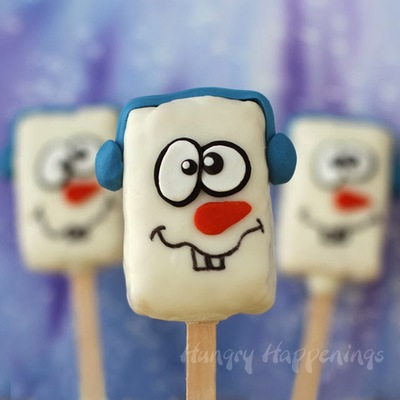 Silly Snowman Rice Krispies Pops