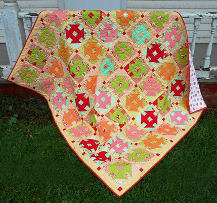 Colorful Churn Dash Quilt