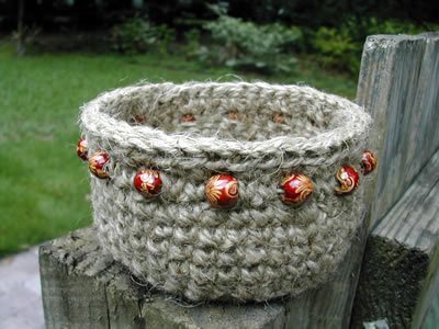 Beaded Jute Basket