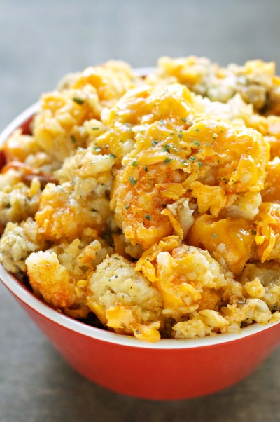 Buffalo Chicken Tater Tot Casserole