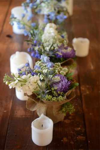 Rustic Wildflowers and Burlap Centerpieces