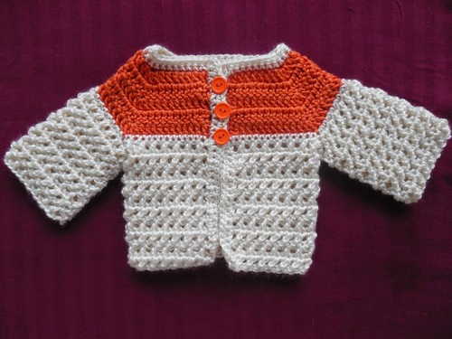 Criss-Cross Baby Sweater | AllFreeCrochet.com