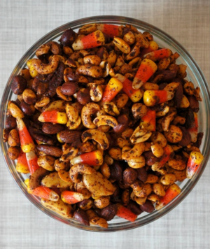 Sweet and Salty Candy Corn Spiced Nuts