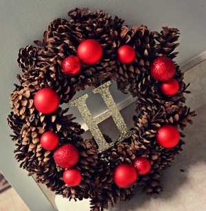 Personalized Pine Cone Christmas Wreath