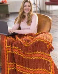 Burnt Orange Striped Throw