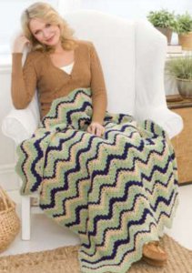 Tri-Colored Ripple Afghan