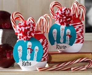 Christmas Mason Jar with Handprint Snowman Tags