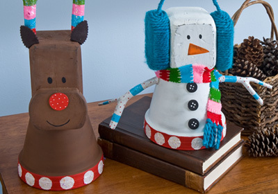 Painted Clay Pot Christmas Pals