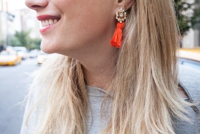 Brilliant Button and Tassel Earrings