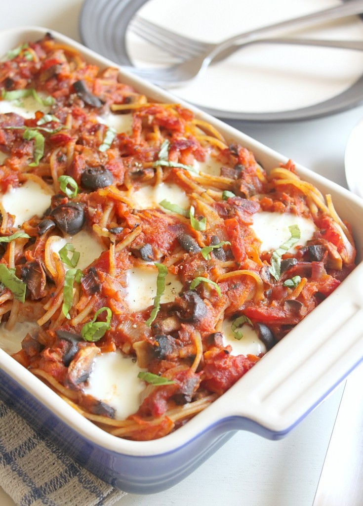 Spaghetti and "Meatball" Casserole | FaveHealthyRecipes.com