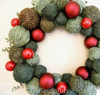 Christmas Yarn and Ornament Wreath