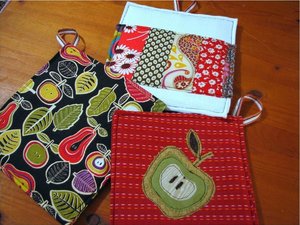 Beach Hanging Kitchen Towel, Sewn on Pot Holder with Button