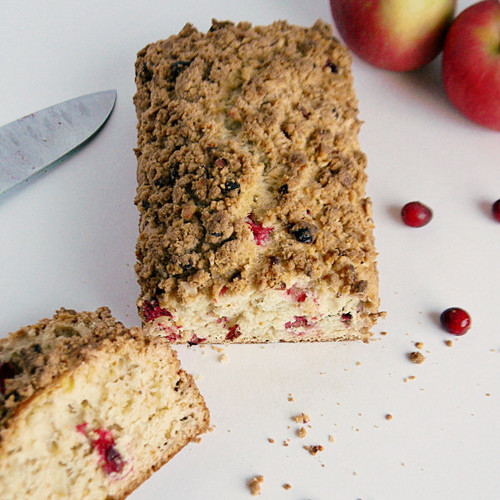 Simple Cranberry Apple Bread with Almond Streusel