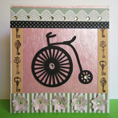 Penny-Farthing Floral Greeting Card