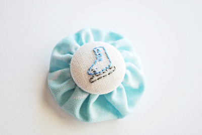 Perfectly Adorable Embroidered Ice Skate Pin