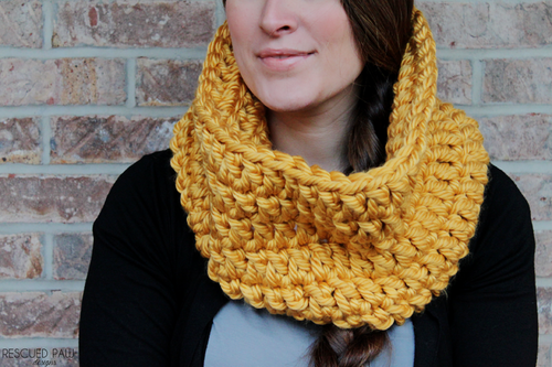 Gold and Chunky Crochet Cowl
