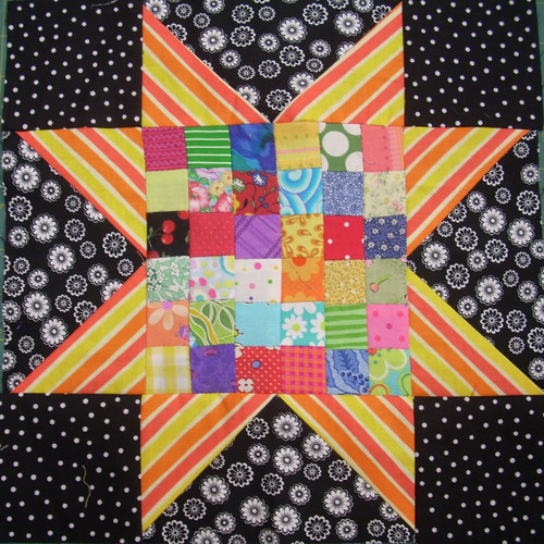 Scrappy Postage Stamp Star Quilt Block