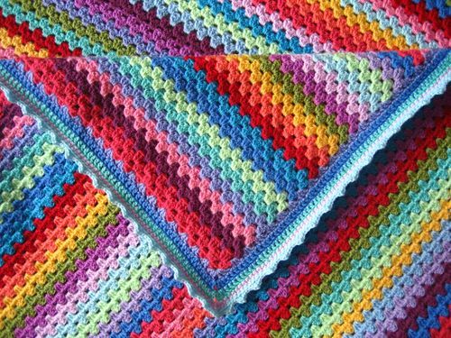Exquisite Granny Stripe Crochet Blanket