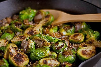 Caramelized Tofu with Brussels Sprouts