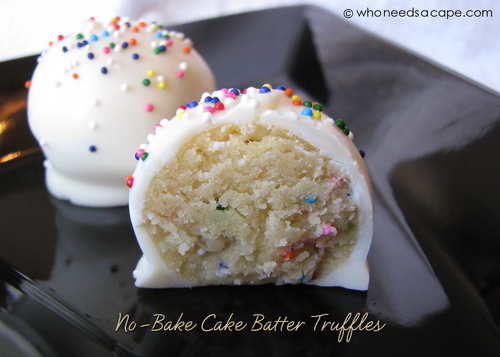 No-Bake Cake Batter Cake Balls | TheBestDessertRecipes.com No-Bake Cake Batter