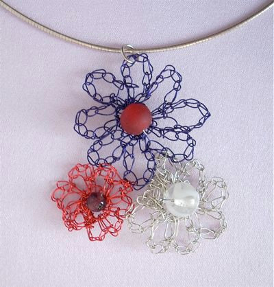 Crocheted Wire Flower Pendant