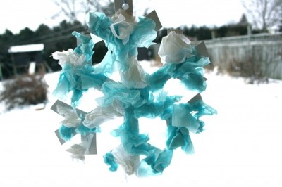 Snow Using Tissue Tissue Paper Snowflake | AllFreeKidsCrafts.com