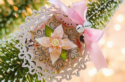 Shimmering Poinsettia Snowflake Ornament