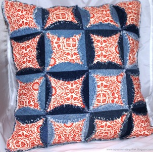 Denim Cathedral Window Pillow Part 1