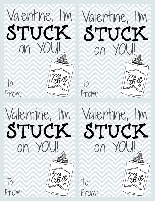 Stuck on You Printable Valentines