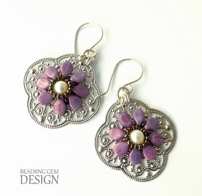 Purple Pip Bead Earrings