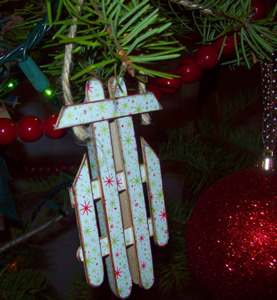 Easy Popsicle Stick Sled Ornament