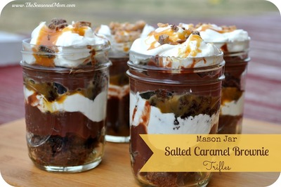 Mason Jar Salted Caramel Brownie Trifles