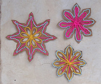 Recycled Cardboard and Yarn Snowflakes