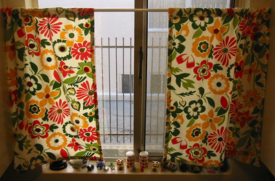 Vintage Button Kitchen Curtains