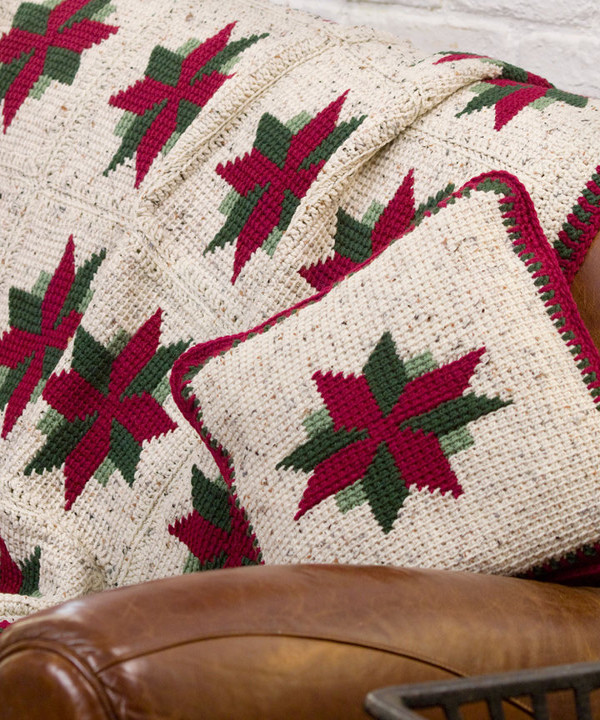 Crochet patterns Christmas Star Throw and Pillow | AllFreeCrochetAfghanPatterns.com