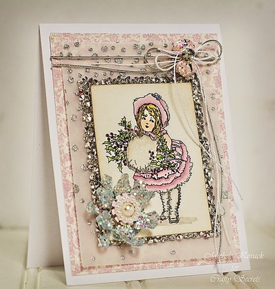 Most Gorgeous Sparkly Pink Winter Card