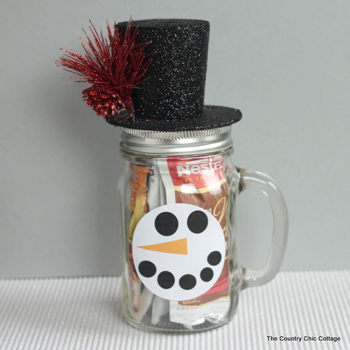 Easy Snowman Jar Gift | AllFreeHolidayCrafts.com