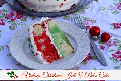 Vintage Christmas Jell-O Poke Cake