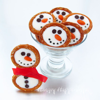 Festive Frosty Snowman Pretzels