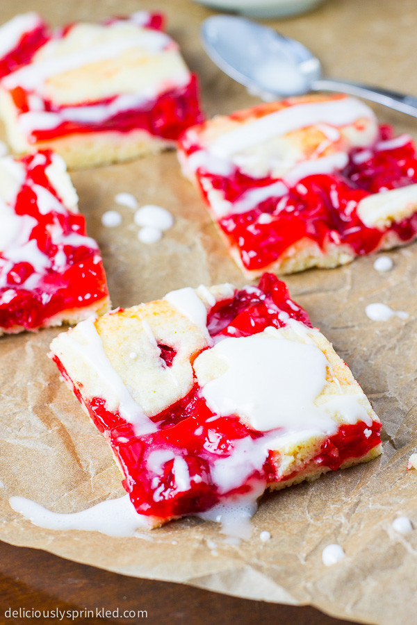 Glazed Cherry Bars | TheBestDessertRecipes.com