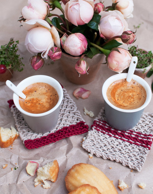 French Inspired Knitted Coasters