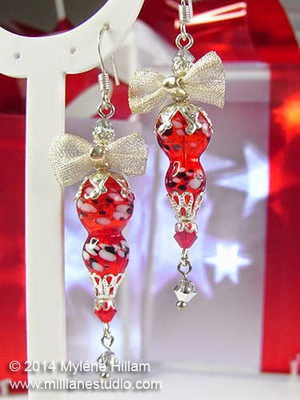 Bright Red Christmas Ornament Earrings