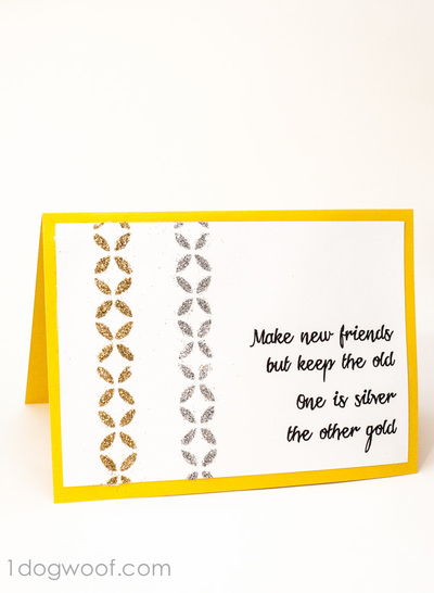 Silver and Gold Stenciled Greeting Card