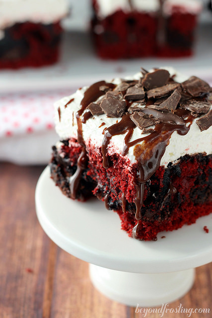 Gooey Red Velvet Brownie Cake