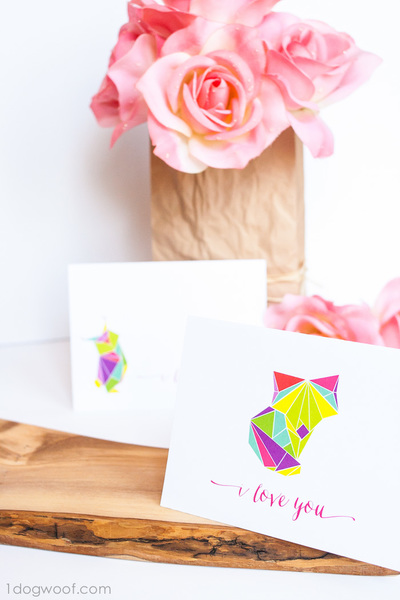 Colorful Printable Origami Animal Cards