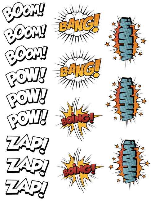 Create Your Own Comic Book Printable Sticker Set