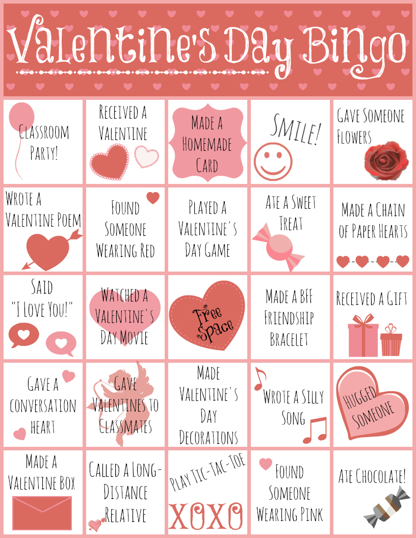 valentines bingo cards valentine's day bingo game set - 24 unique